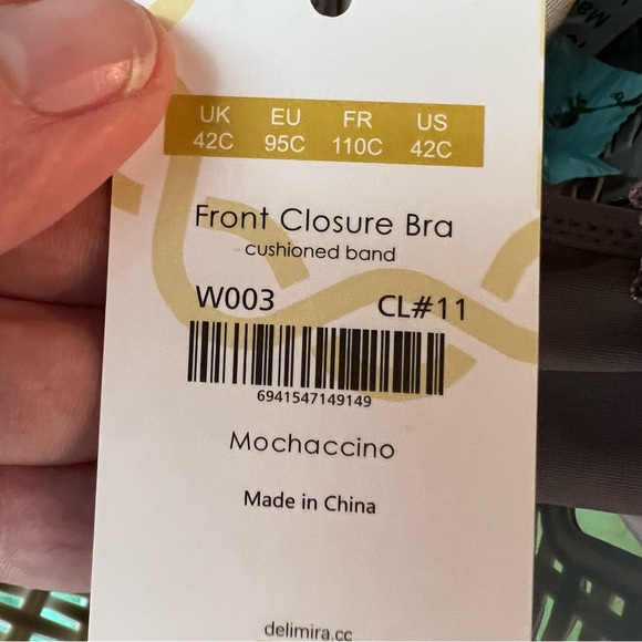 NWT DELIMIRA Front Closure Bra Full Coverage Wirefree Lace - Picture 2 of 7